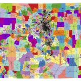 Graphic that pinpoints the hundreds of voting districts in the state, then connects them with lines to form borders. 