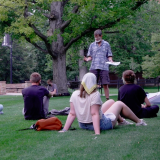 A CU Teach class meets outdoors