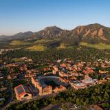 aerial view of the CU Boulder campus