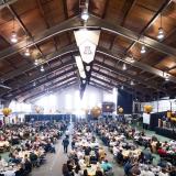 CU football kickoff event in the Balch Fieldhouse
