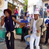 Musicians perform outside in Cuba