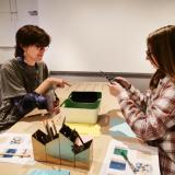 Students do a craft at the CU Art Museum