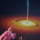 Professor Andrew Hamilton teaches about black holes while wearing a wizard costume