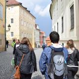 students walking on the street in Czech Republic