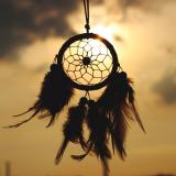 American Indian-inspired dream catcher with feathers