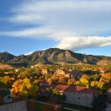 Flatirons and CU Boulder campus in fall 2016