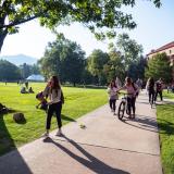 students walking outside