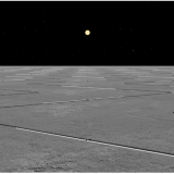 Artist's depiction of antennas in the FarView observatory criss-crossing over the surface of the moon.