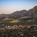 Aerial view of CU and city of Boulder