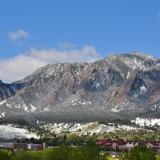 The flatirons with CU Boulder campus in foreground