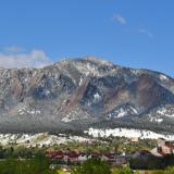 The flatirons with CU Boulder campus in foreground