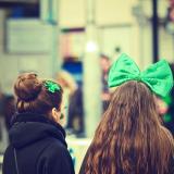 Two people dressed up for St. Patrick's Day celebrations