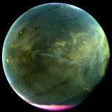 MAVEN's Imaging UltraViolet Spectrograph obtained this image of Mars on July 13, 2016, when the planet appeared nearly full when viewed from the highest altitudes in the MAVEN orbit. The ultraviolet colors of the planet have been rendered in false color, to show what we would see with ultraviolet-sensitive eyes. The ultraviolet (UV) view gives several new perspectives on Mars.