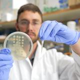 Christian Meyer holds up a pipette