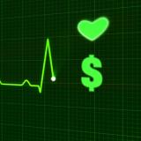 An EKG graph with a heart and a dollar sign.