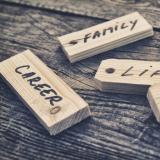 Wooden tiles read: career, family, life, hope