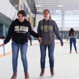 Students ice skating at the Rec Center on campus