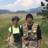 Atonio Vigil fishing with his mother