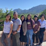 Cassie Sando, Upward Bound director with summer residential advisors J Sleuth, Hannah Thompson, Cyrstanya Begay, Kaylie Pacheco and Jillian Martinez, assistant director. (Credit: Sue Postema Scheeres)