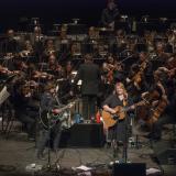 Indigo Girls performing with the CU Symphony Orchestra in Macky Auditorium