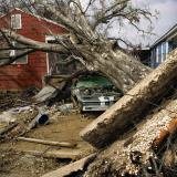 A home destroyed after Hurricane Katrina