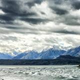 Arctic tundra with mountains in the background