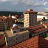 An image of the CU Boulder campus overlooking buildings housing several science departments