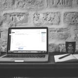 A Mac laptop on a desk