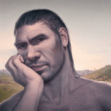 Illustration of a Neanderthal man