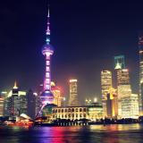 The nighttime skyline of Shanghai, China