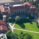 An aerial image of Norlin Quad