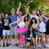 Diverse group of New Buffs celebrate during move-in