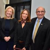 Winner Pilar Prostko with Provost Moore, Dean Thompson and Chancellor DiStefano
