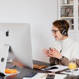 Person engaging in a video call