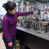 Student works in physics lab at CU Boulder
