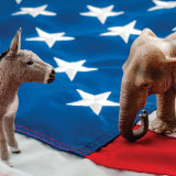 A donkey and elephant, representing the U.S. major political parties