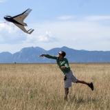 a student testing an aerial drone in Boulder, Colorado