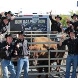 Ralphie handlers pose for photo with Ralphie the Buffalo