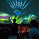 Technicians during a Fiske Planetarium laser show