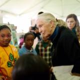 Jane Goodall speaking to children