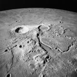 A winding valley on the surface of the moon