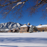 Business Field and the Flatirons in winter