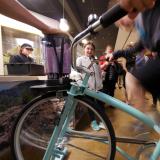 Person operates the smoothie bike at Village Center