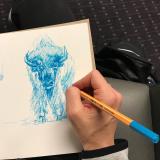 Track and field coach Lindsey Malone sketches a Buffalo. Instagram photo by @coachlindseymalone.