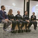 Panel of Polaris crew members and CU Boulder researchers talk at a campus event
