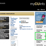 Screenshot of MyCUInfo student portal
