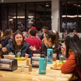 Students eating in one of the campus dining halls