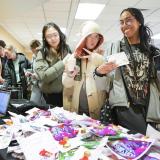Students partake in the I Love Mondays candy and valentines giveaway 