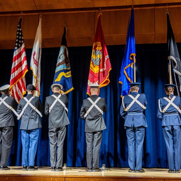 ROTC color guard at the Veterans Day Ceremony