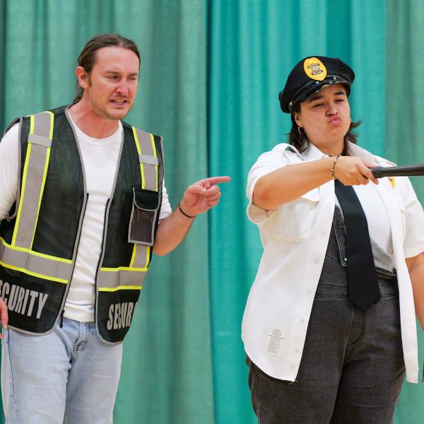 Shakespeare actors perform at a local high school